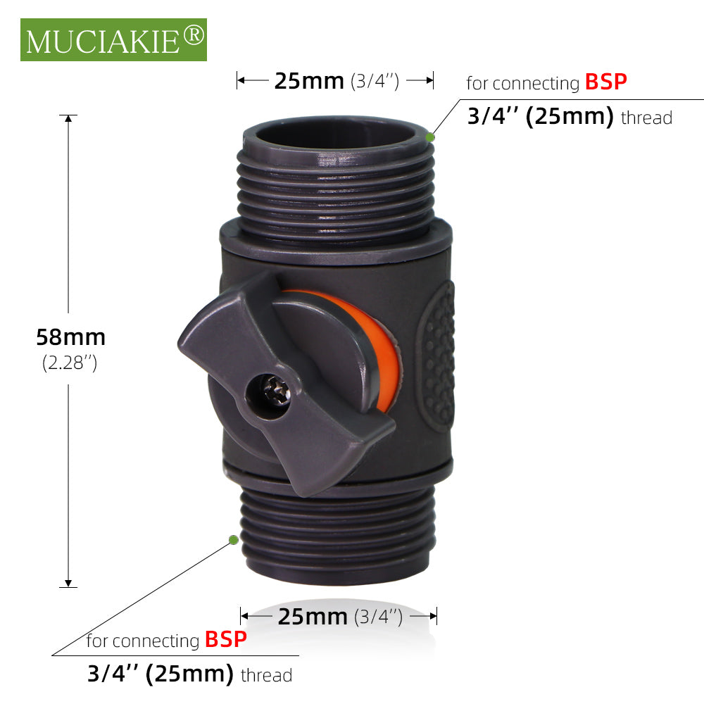 3/4'' BSP Male Equal Connecter with Shut-off
