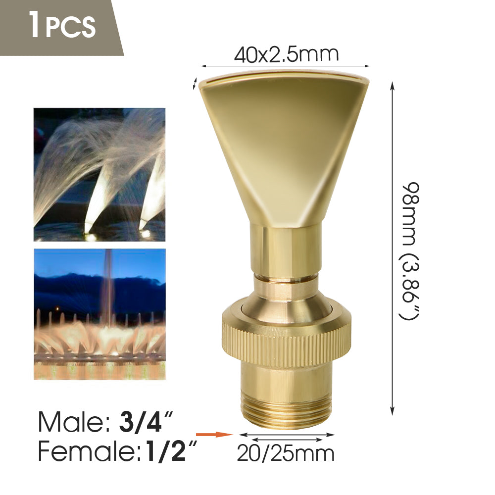 Fan-Shaped Fountain Nozzle, Brass Jet Water Sprinkler for Pond, Garden, Outdoor Spray Decoration