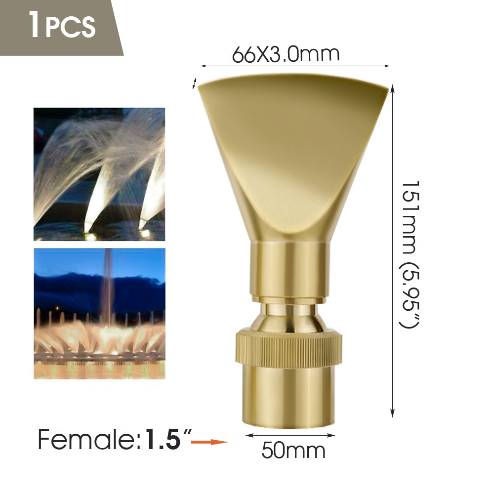 Fan-Shaped Fountain Nozzle, Brass Jet Water Sprinkler for Pond, Garden, Outdoor Spray Decoration