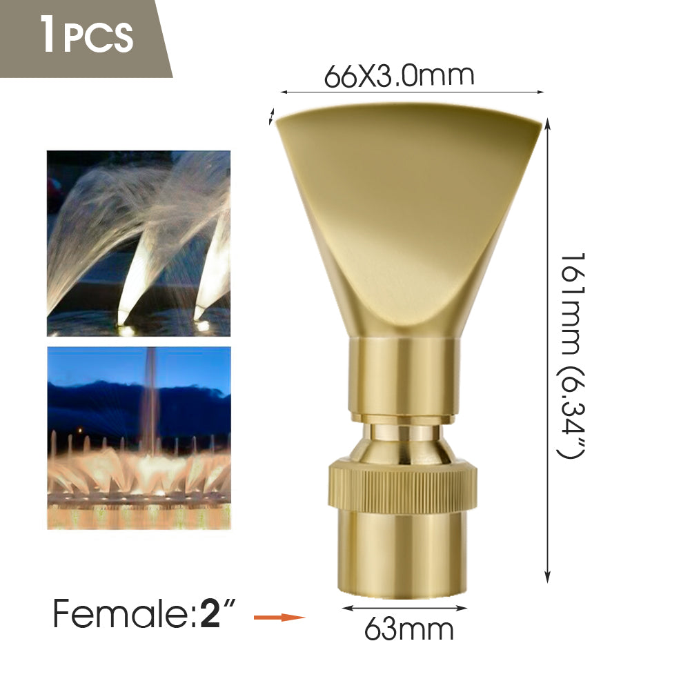 Fan-Shaped Fountain Nozzle, Brass Jet Water Sprinkler for Pond, Garden, Outdoor Spray Decoration