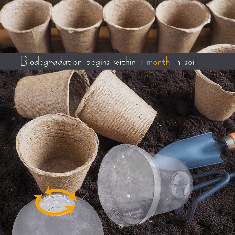 140x80MM Biodegradable Starting Pots with Adjustable Humidity Dome Cover