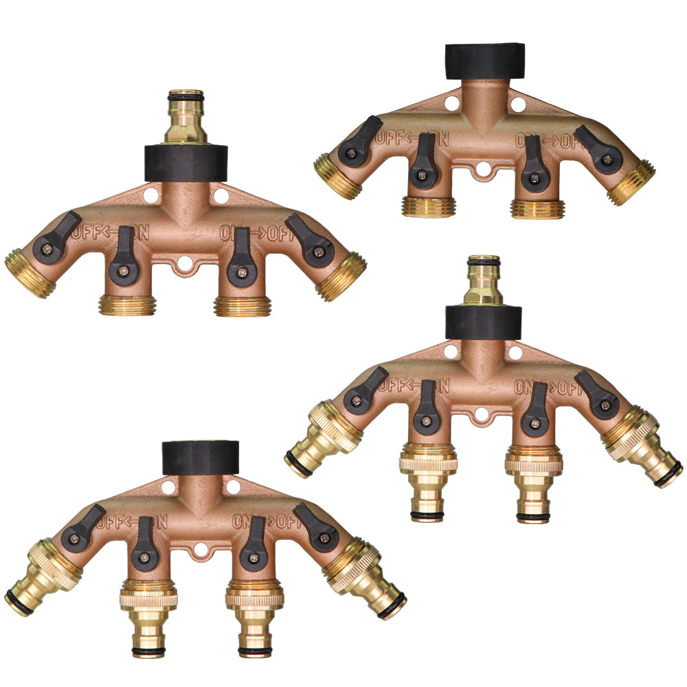 4-Way BSP Brass Garden Hose Splitter