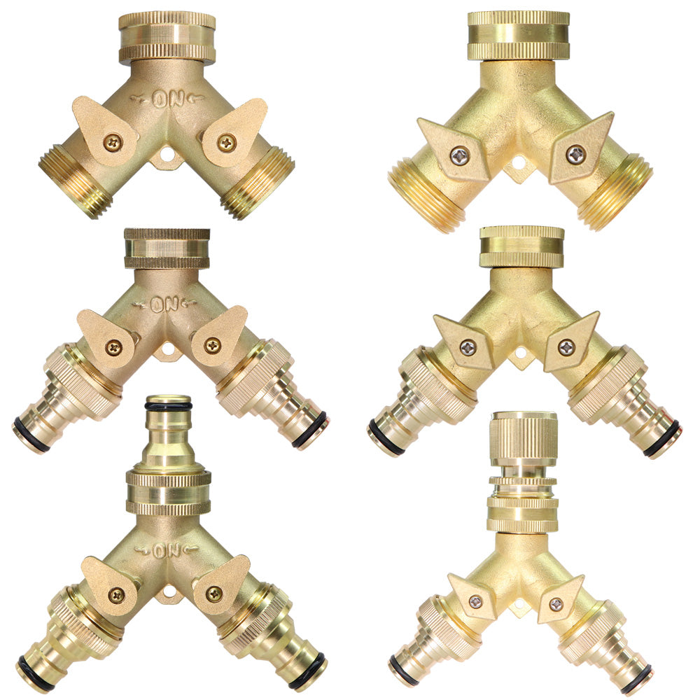 3/4'' 2-Way Heavy Duty Brass Garden Hose Connector