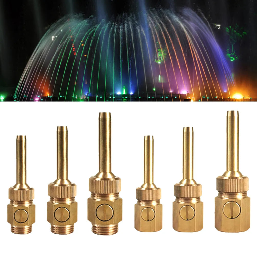 Brass Curtain Fountain Nozzle with Valve, Water Outlet Direction Adjustable Decoration Jet Sprinkler