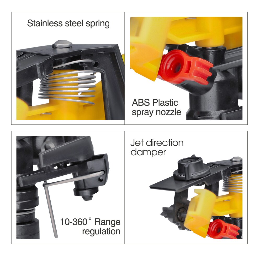 1/2'' 3/4'' Male Rotating Rocker Sprinklers, 360° Adjustable Rotary Jet Nozzles