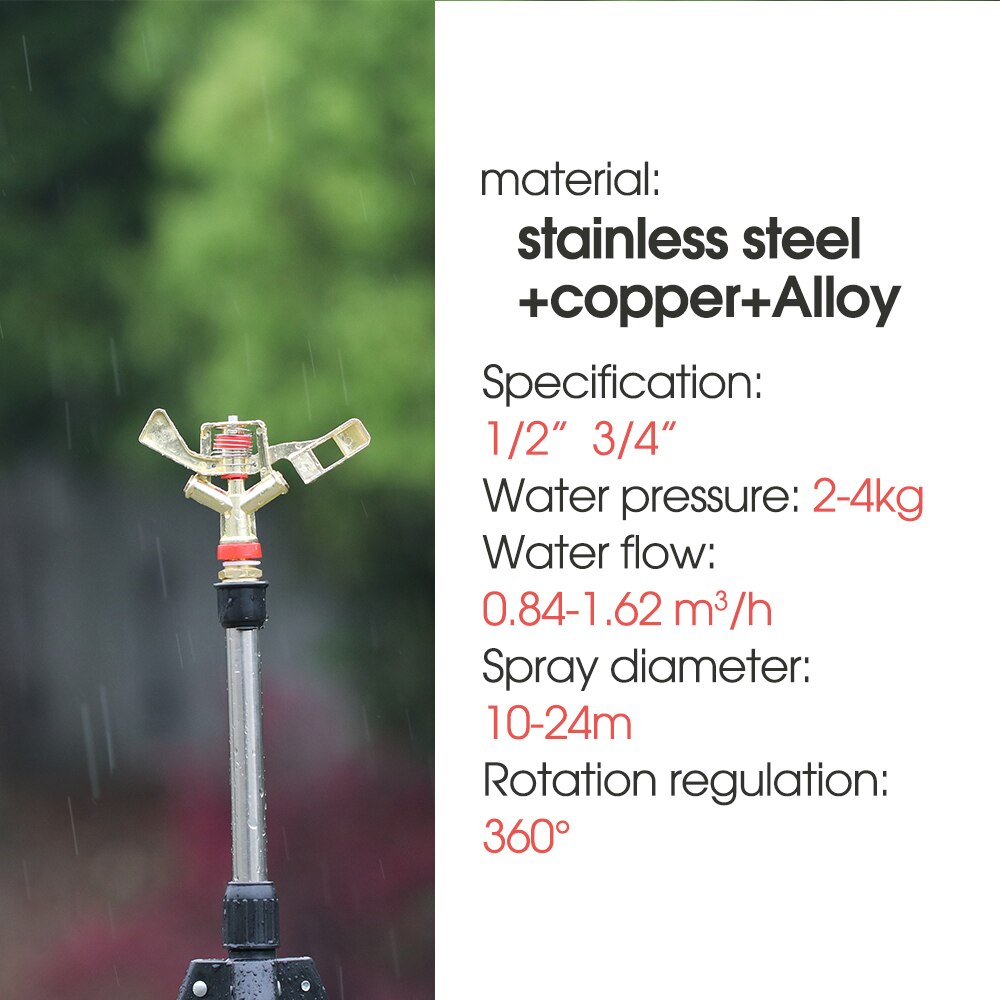1/2'' 3/4'' Rotating Agricultural Irrigation Sprinkler, Zinc Alloy 360° Rocker Arm