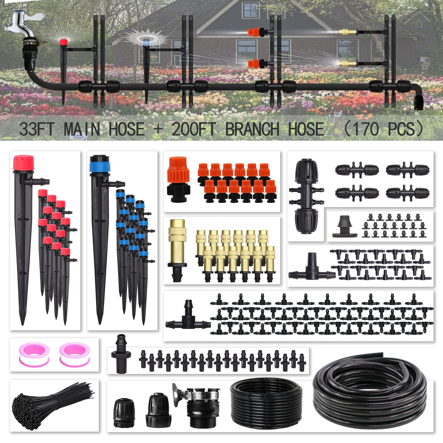 MUCIAKIE 233FT Irrigation System Drip Irrigation Kit