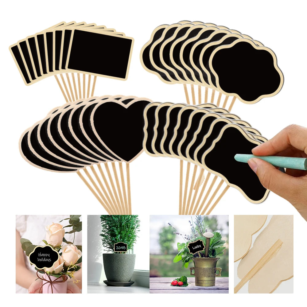 Wooden Mini Chalkboard Sign with Stake, Pack of 10