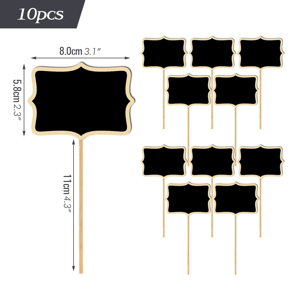 Wooden Mini Chalkboard Sign with Stake, Pack of 10