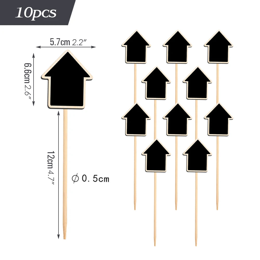Wooden Mini Chalkboard Sign with Stake, Pack of 10