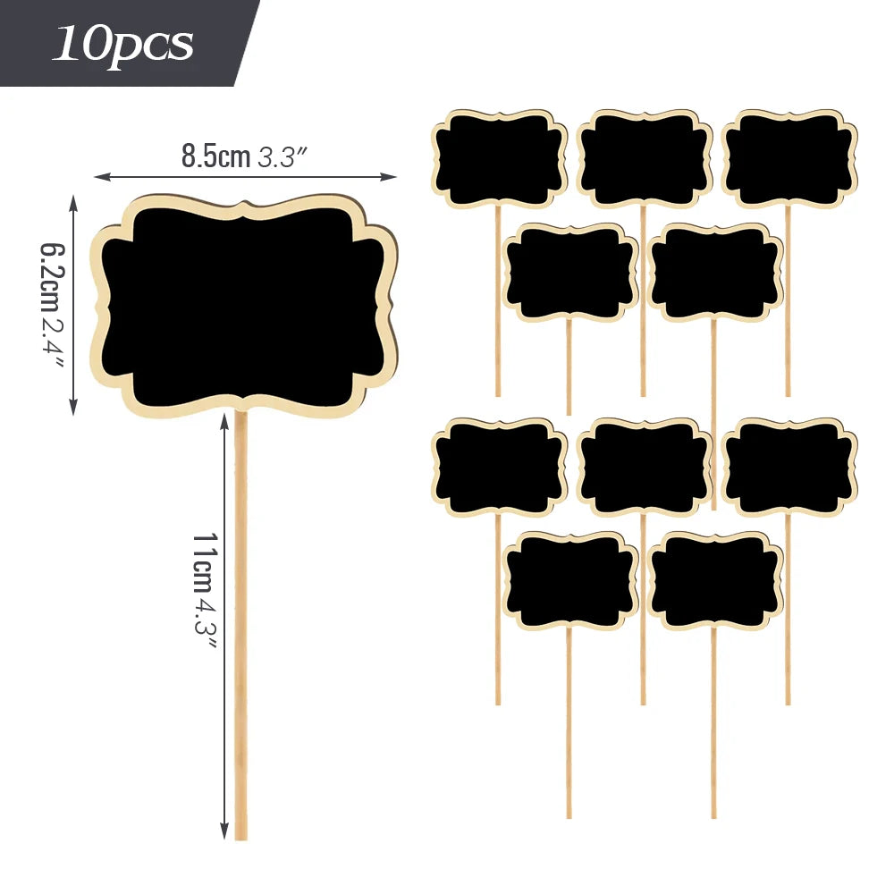 Wooden Mini Chalkboard Sign with Stake, Pack of 10