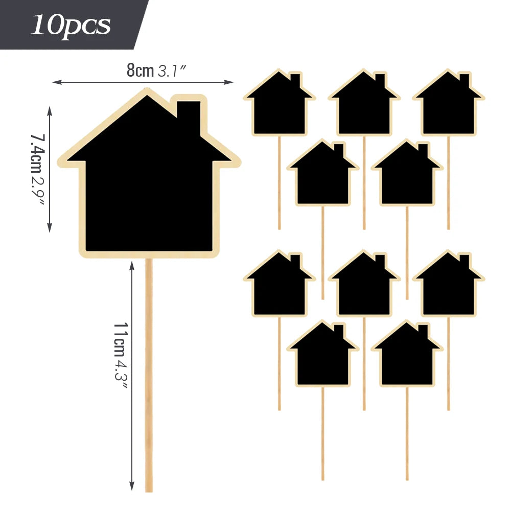 Wooden Mini Chalkboard Sign with Stake, Pack of 10