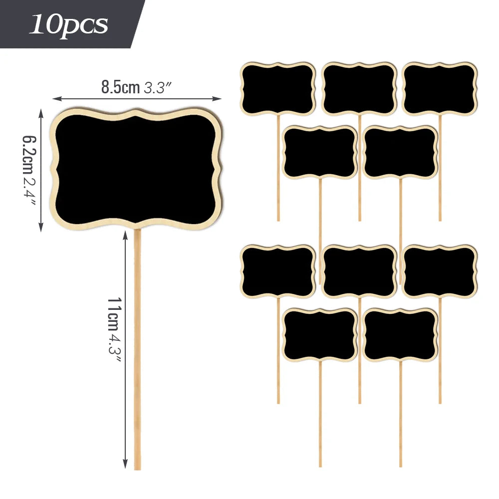 Wooden Mini Chalkboard Sign with Stake, Pack of 10