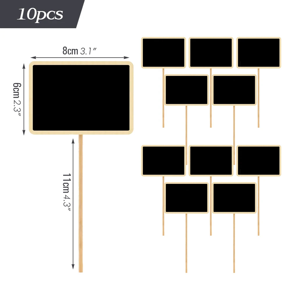 Wooden Mini Chalkboard Sign with Stake, Pack of 10