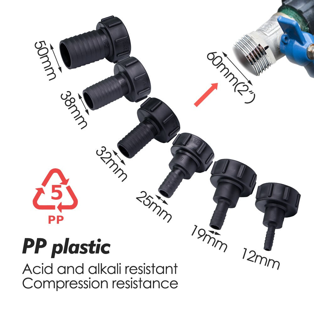 2'' IBC Tote Fittings, Thickened Plastic, Set of 1