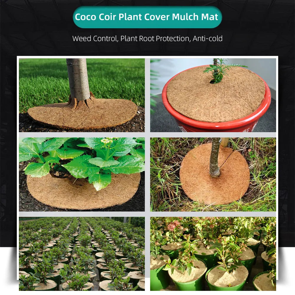 Coco Coir Plant Cover Mulch Mat for Weed Control, Planter Root Protection