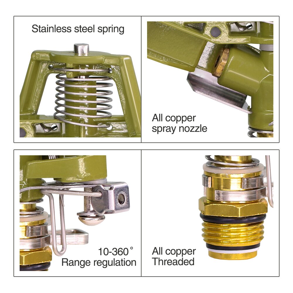 1/2'' 3/4'' Zinc Alloy Pulsating Sprinkler, 360° Automatic Rotating Spray