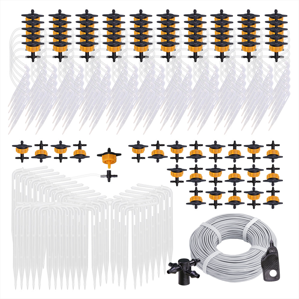 2000pcs Drippers + 1000m 3/5mm Micro Hose + 500pcs 4-way Distributor with 2L Compensation Dripper + 100pcs Driller