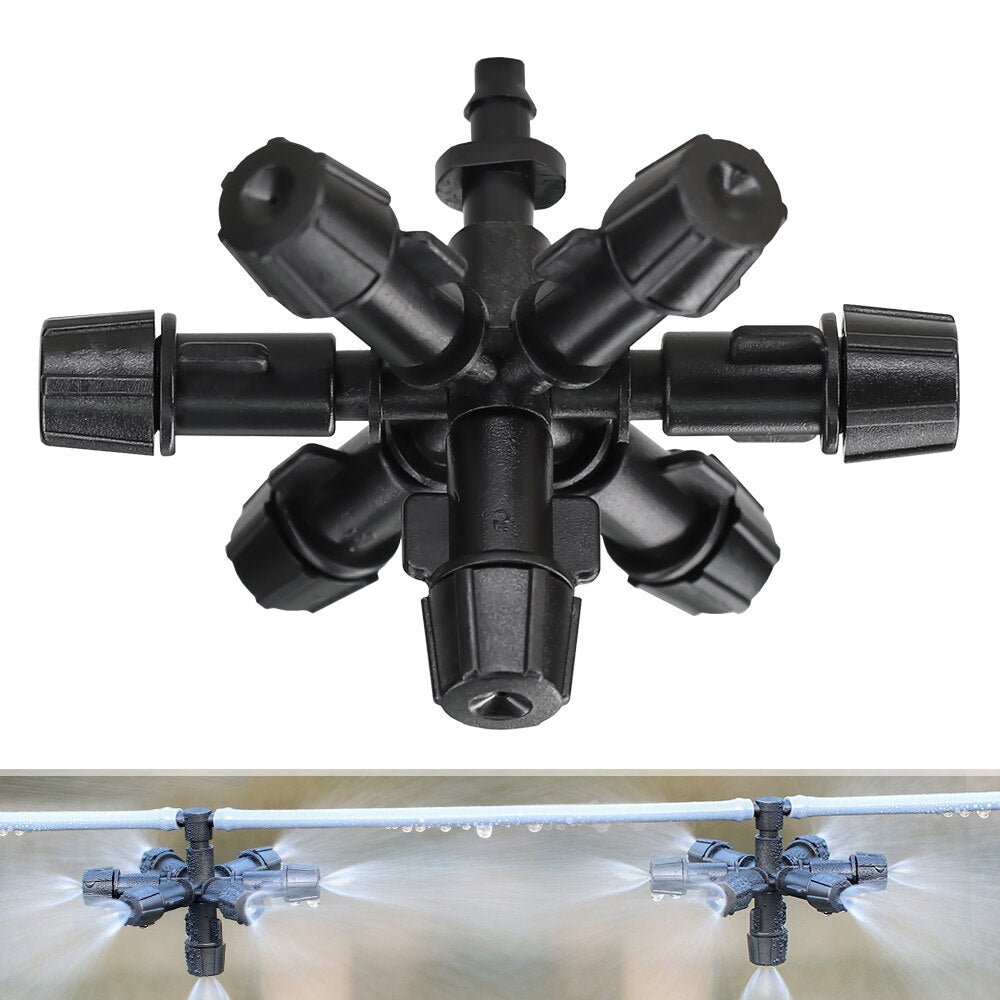 2PCS Misting Cooling Irrigation Nozzles with 1/4'' Barb, 7-Outlet