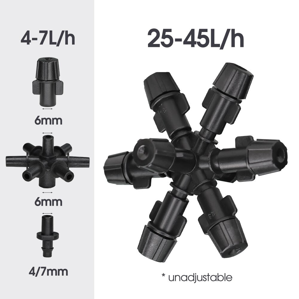 2PCS Misting Cooling Irrigation Nozzles with 1/4'' Barb, 7-Outlet