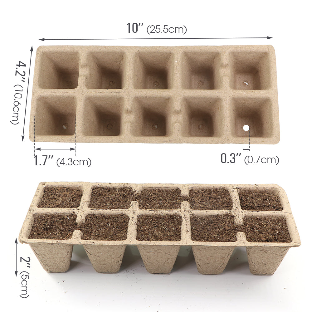 Peat Pots 10-Cell Seed Starting Tray, Pack of 10