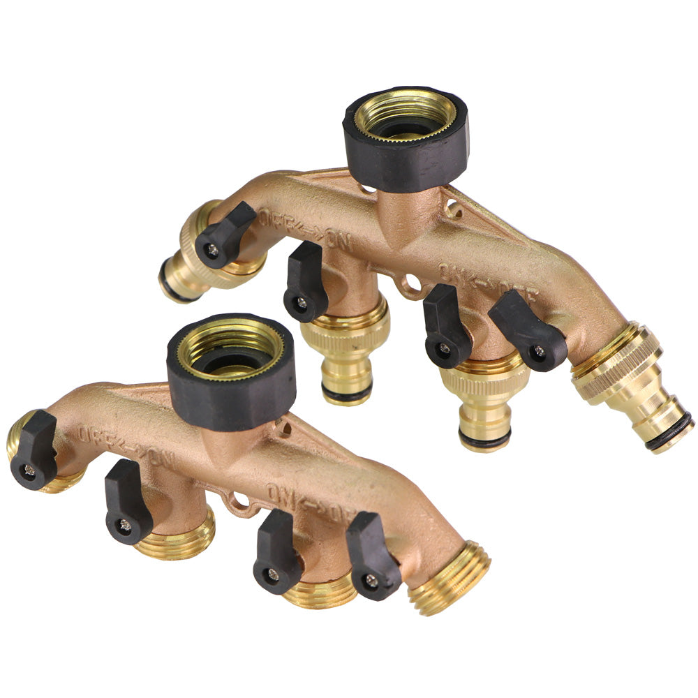 4-Way BSP Brass Garden Hose Splitter