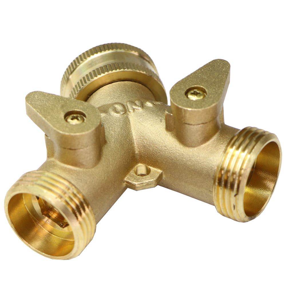 3/4'' 2-Way Heavy Duty Brass Garden Hose Connector
