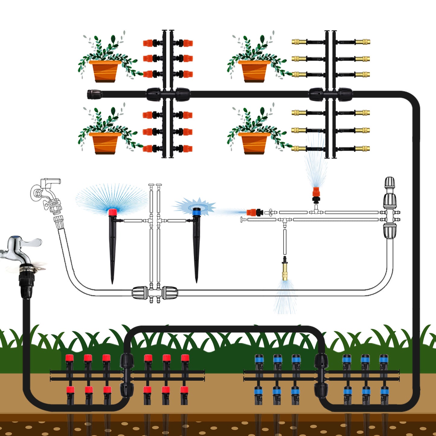 MUCIAKIE 233FT Irrigation System Drip Irrigation Kit