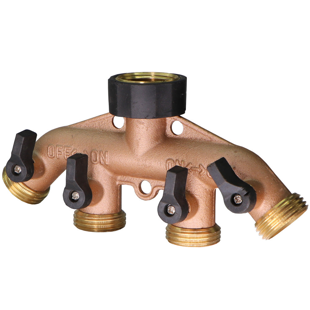 4-Way BSP Brass Garden Hose Splitter