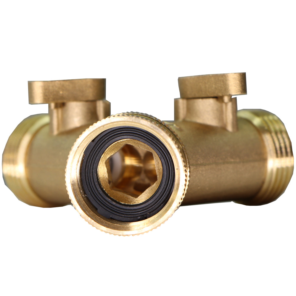 3/4'' 2-Way Heavy Duty Brass Garden Hose Connector