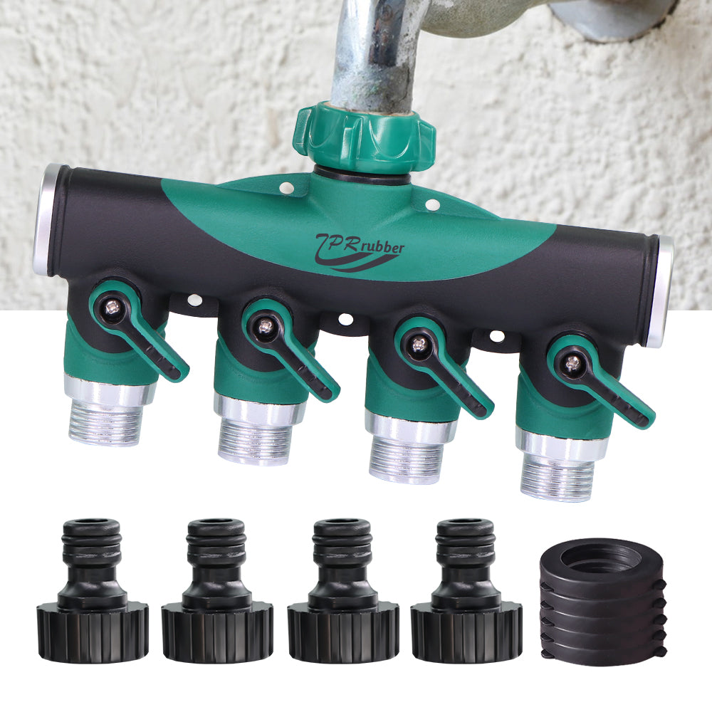 Heavy Duty Metal 4 Way Garden Hose Splitter, 3/4''