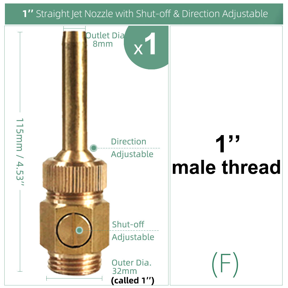 Brass Curtain Fountain Nozzle with Valve, Water Outlet Direction Adjustable Decoration Jet Sprinkler