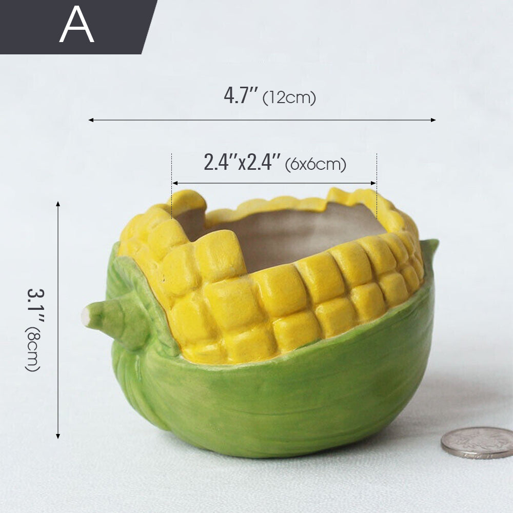 Handmade Ceramic Flower Pot Corn-shaped, Pack of 1