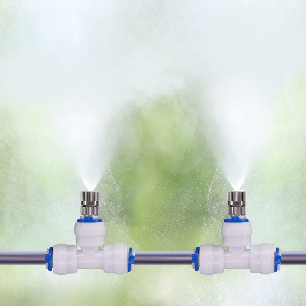 5PCS 6mm Low Pressure Misting Nozzle with Quick Push Tee for Cooling System (NO Built-in Filter)