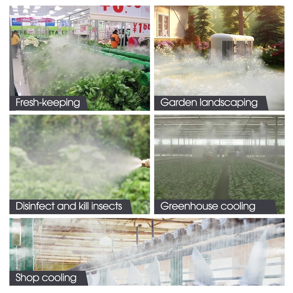 5PCS 6mm Low Pressure Misting Nozzle with Quick Push Tee for Cooling System (NO Built-in Filter)