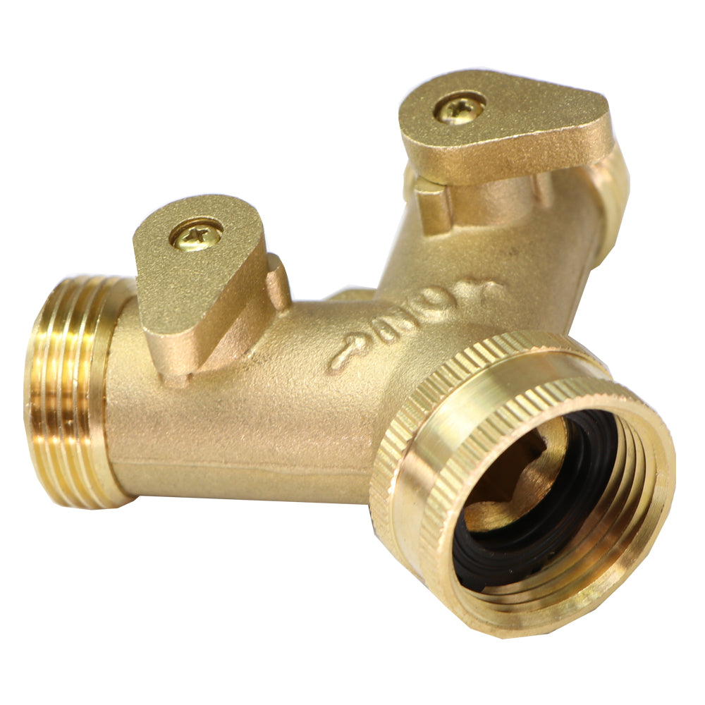 3/4'' 2-Way Heavy Duty Brass Garden Hose Connector