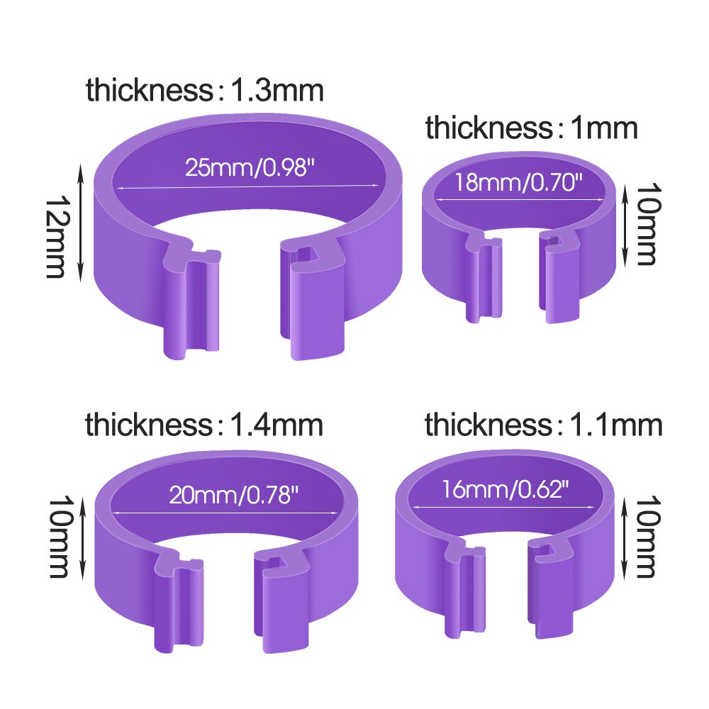 Poultry Leg Rings Blank Clip-on Rings 16/18/20/25mm