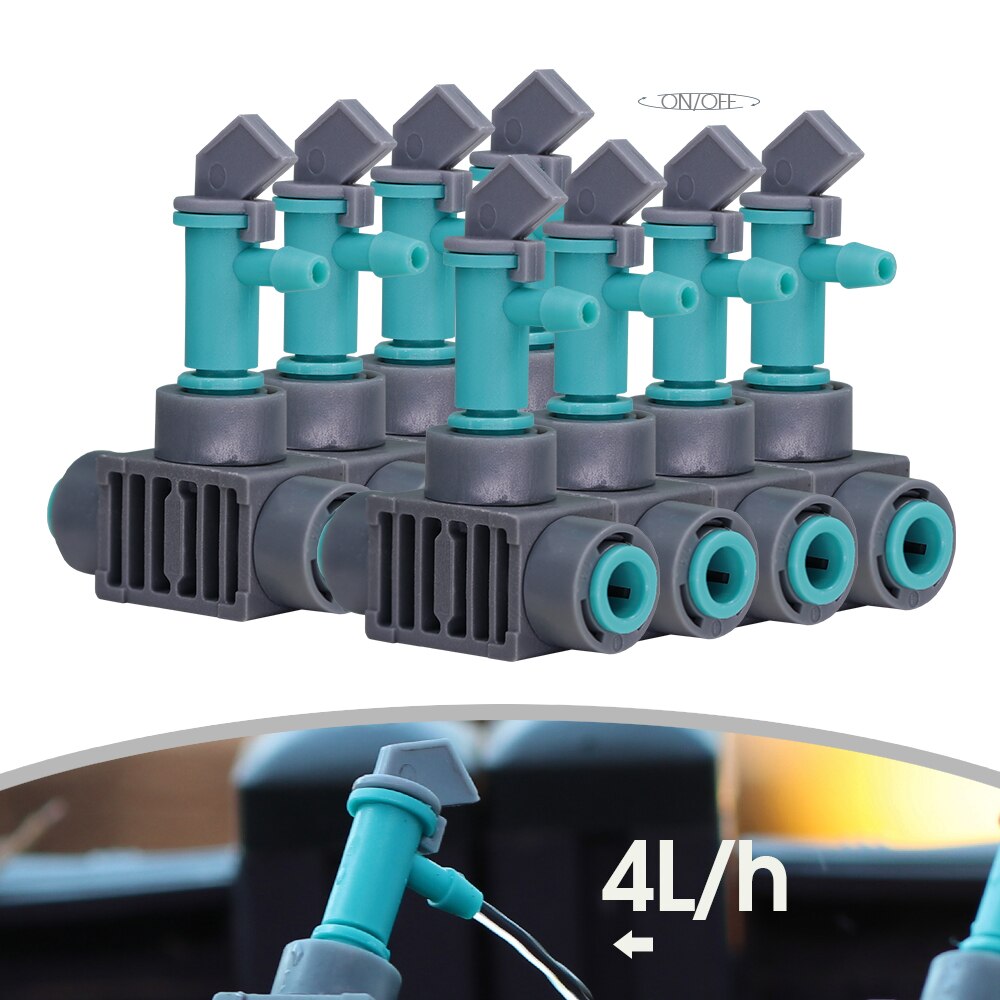 Adjustable 4L/h Drippers with Quick Push Tee Connecter, 4/7MM (1/4'')