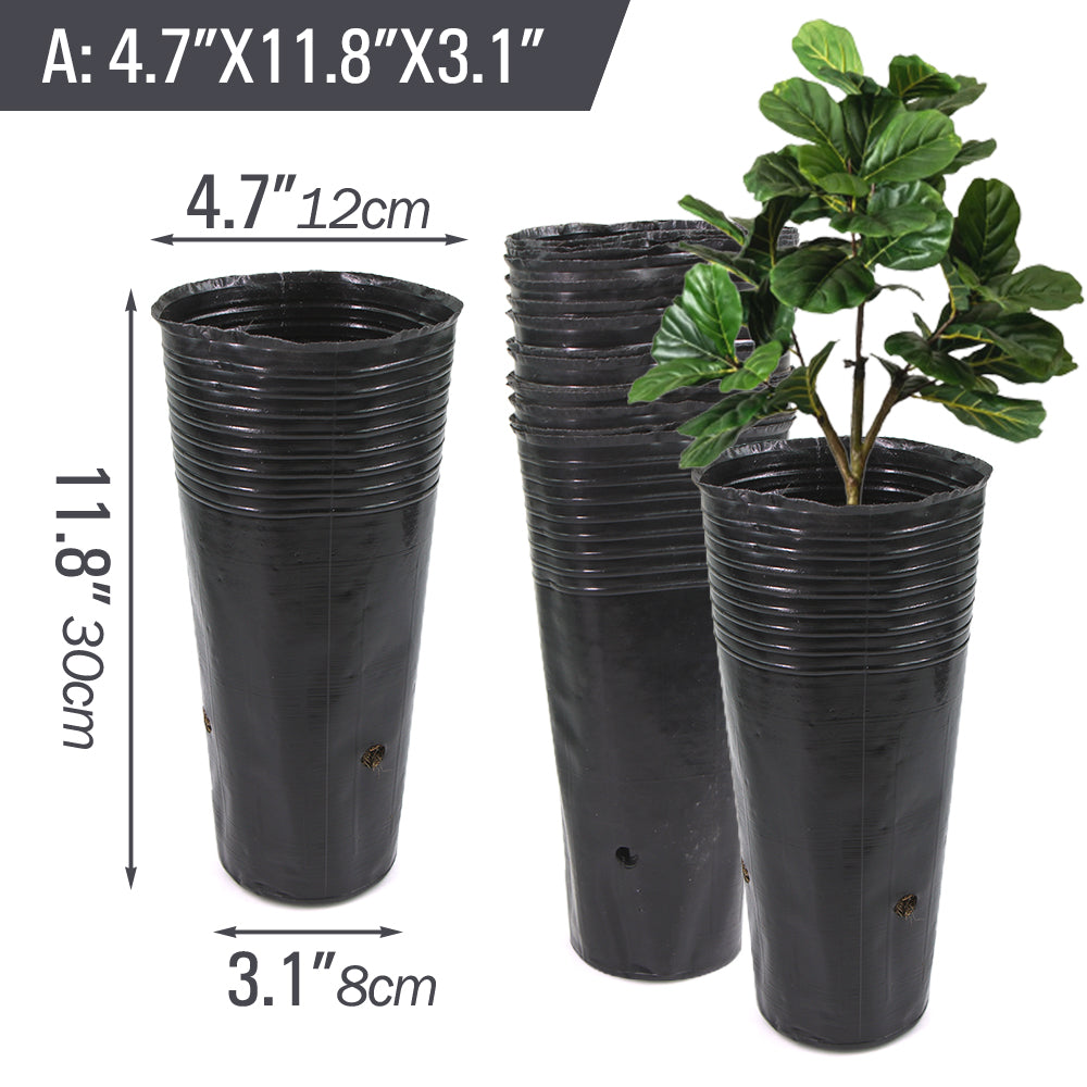 Plastic Deep Plant Nursery Pots, Pack of 50