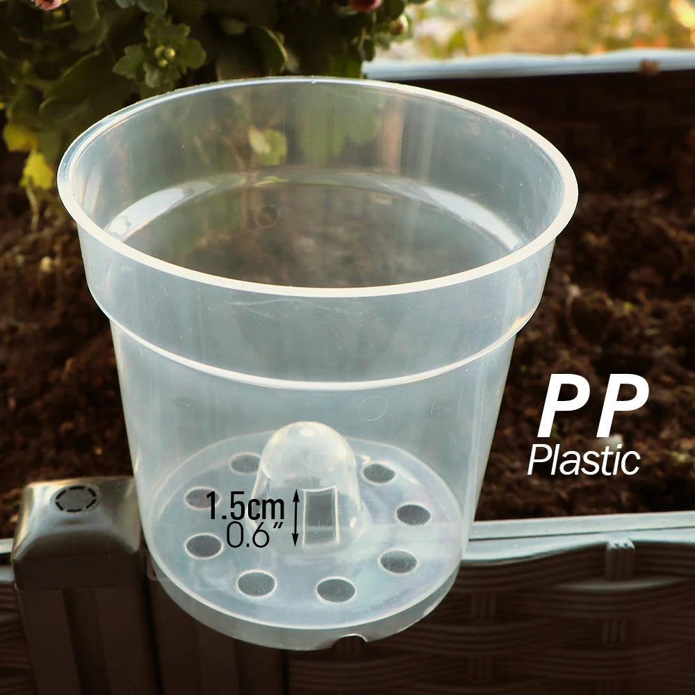 Transparent Hard Flower Pots with Holes, Pack of 10
