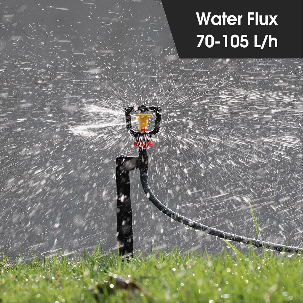 5PCS 360° Rotary Micro Sprinkler with 21cm Stake, Big Yellow Wheel