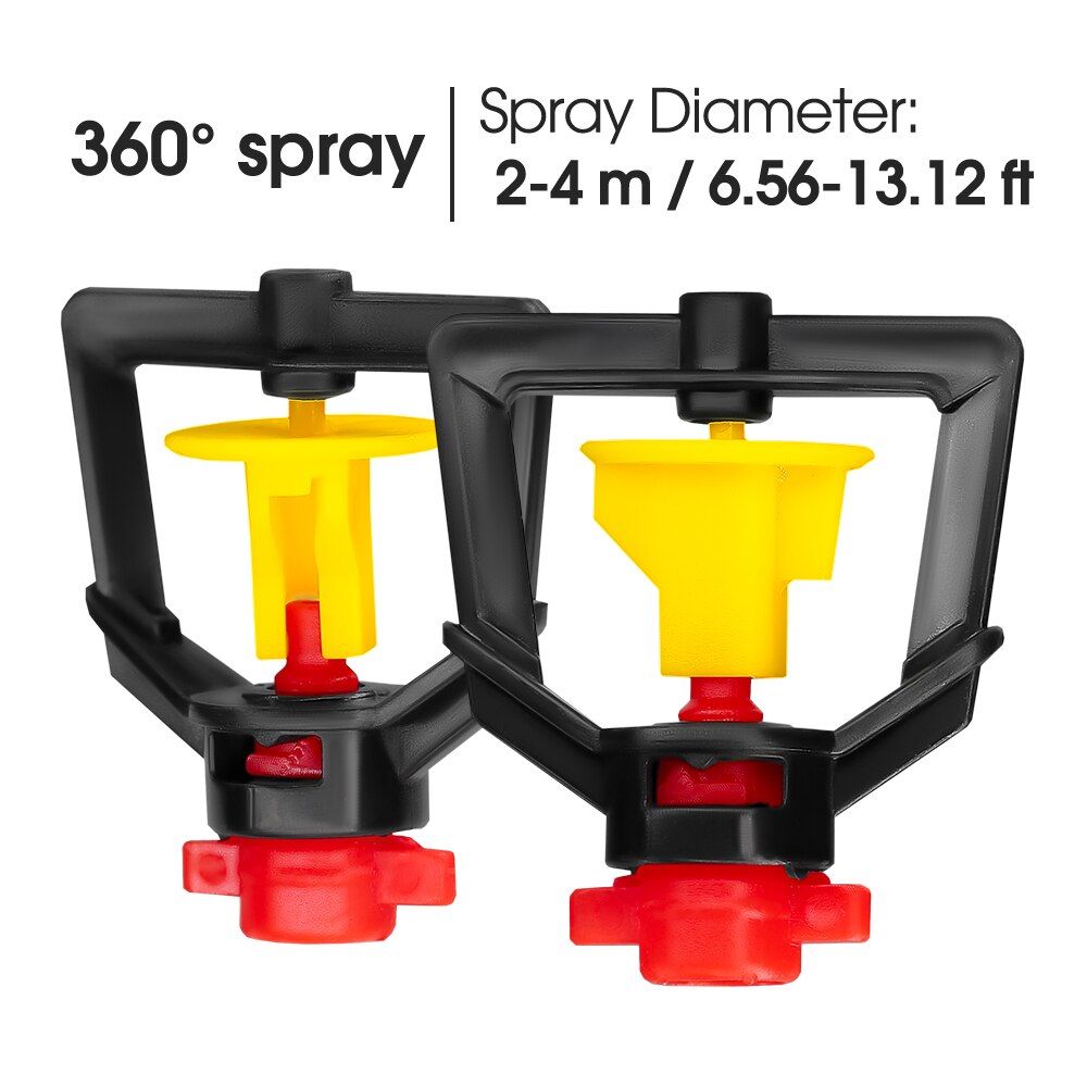 5PCS 360° Rotary Micro Sprinkler with 21cm Stake, Big Yellow Wheel