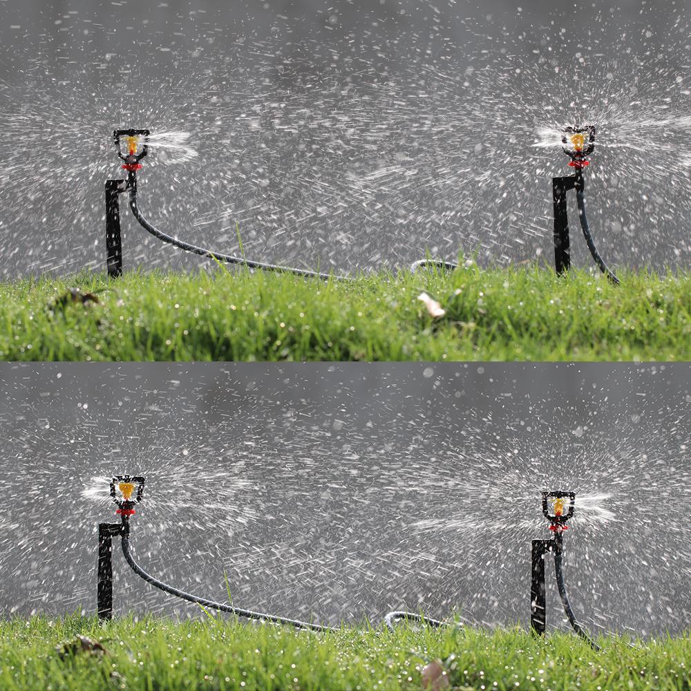 5PCS 360° Rotary Micro Sprinkler with 21cm Stake, Big Yellow Wheel