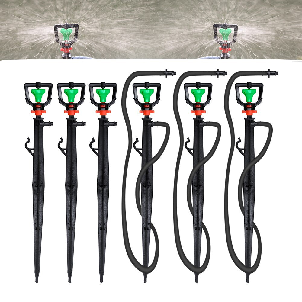 360° Rotating Micro Sprinklers with 22cm Stake, Big Green Wheel