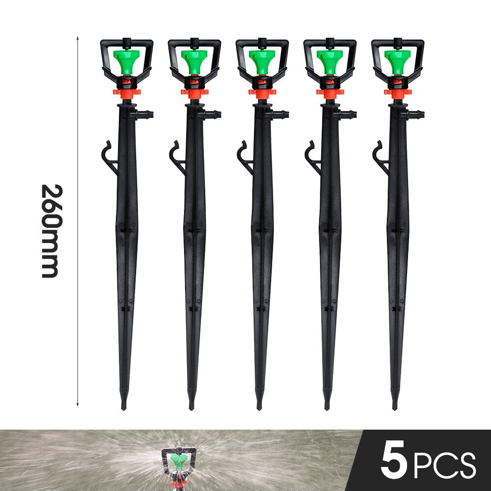 360° Rotating Micro Sprinklers with 22cm Stake, Big Green Wheel