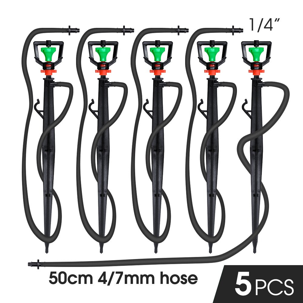 360° Rotating Micro Sprinklers with 22cm Stake, Big Green Wheel