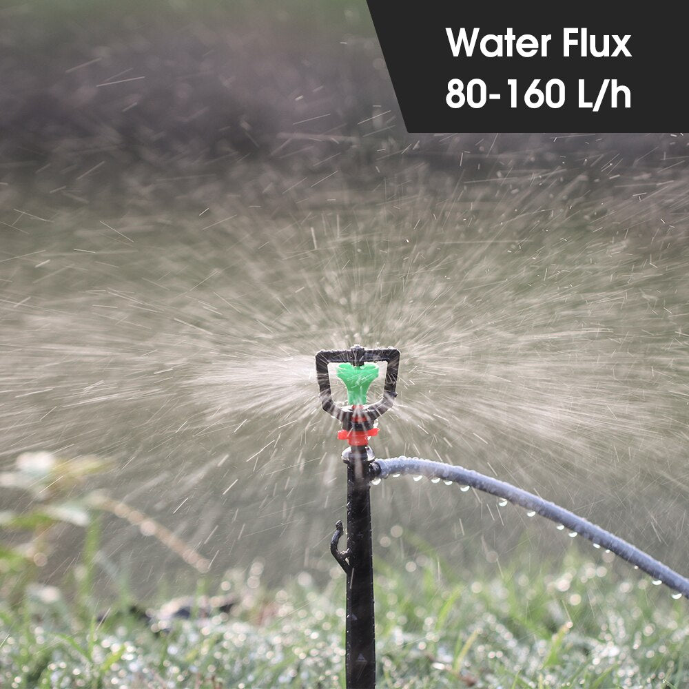 360° Rotating Micro Sprinklers with 22cm Stake, Big Green Wheel