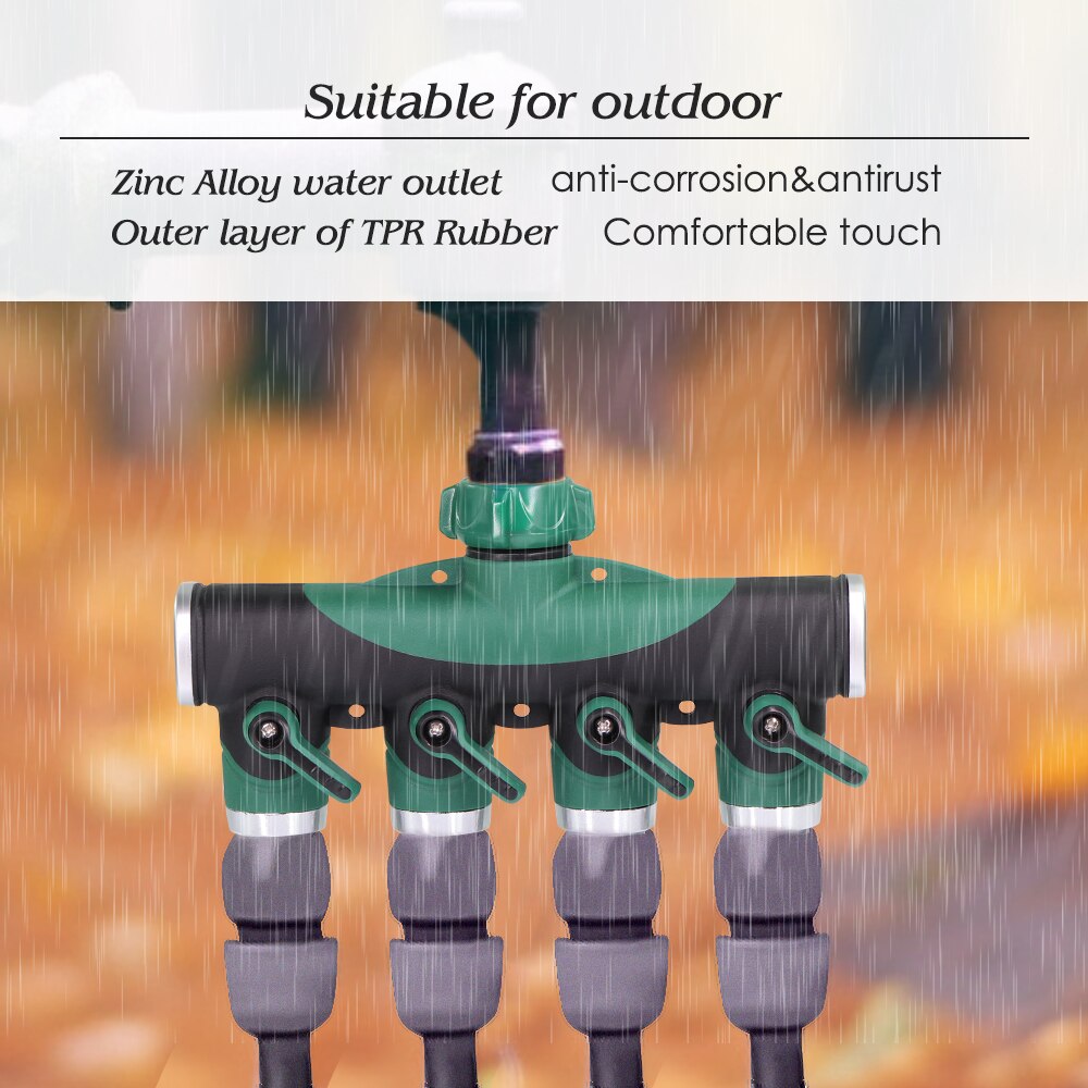Heavy Duty Metal 4 Way Garden Hose Splitter, 3/4''