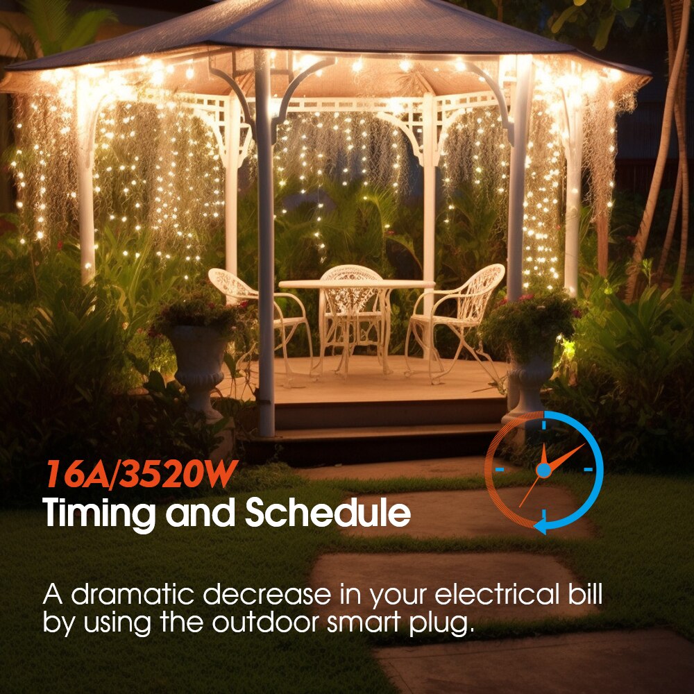 Outdoor Wireless WiFi Socket, 2-Outlet Individual Control