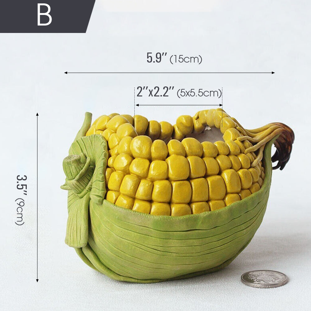 Handmade Ceramic Flower Pot Corn-shaped, Pack of 1